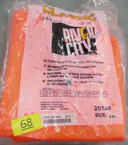 lot 68 image: Two size 4XL 58-60 Blaze Orange Rain Suits