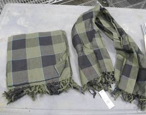 lot 75 image: Six greenblack scarves 38x40