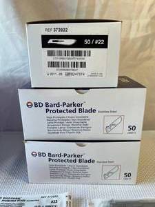 lot 9 image: MSRP $400 3 Boxes (50ea) NEW BD Bard-Parker #22&nbspStainless Steel Protected Surgical Blades