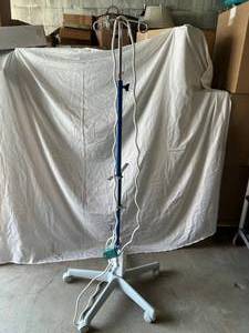 lot 36 image: MSRP $500 Doug Brown &amp Associates 4-Ram Hook Telescoping&nbsp I.V. Pole with Power Strip Supply Outlet