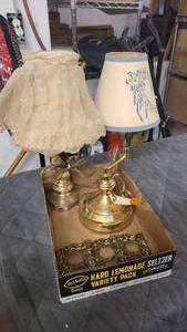 lot 139 image: Brass lamps and switch plates