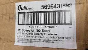 lot 780 image: 12 Boxes of 100 Security Envelopes