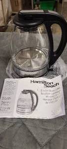 lot 705 image: Hamilton Beach 1L Electric Glass Kettle