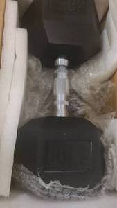 lot 19 image: Rubber Encased Hex Dumbell 50lbs