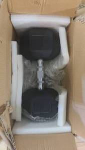 lot 25 image: Rubber Encased Hex Dumbell 50lbs