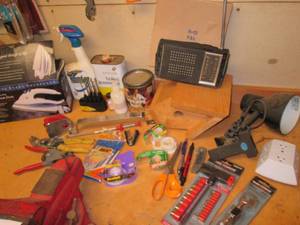 lot 97 image: Assortment of tools and shop supplies