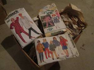 lot 132 image: Box of Vintage Sewing patterns