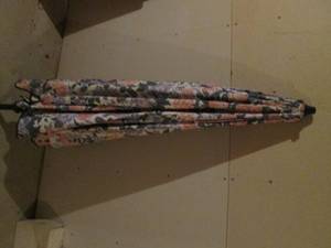 lot 167 image: 8-9 foot floral canvas patio umbrella