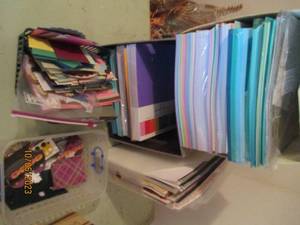 lot 279 image: File box, tote and collapsible drawers full