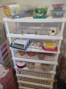 lot 284 image: 8-tier plastic shelf and all craft supplies