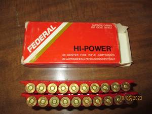 lot 296 image: 20-center fire Federal hi-power rifle cartridges
