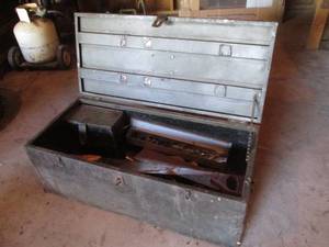 lot 204 image: Metal storage trunk footlocker