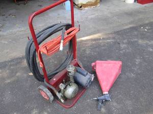 lot 23 image: Portable cart and motor for texture spraying,