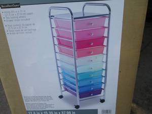 lot 230 image: New in box Metal framed 10-drawer organizer cart
