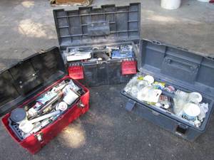 lot 14 image: 3-large plastic toolboxes full