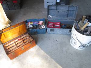 lot 10 image: Tool boxes full of assorted hand tools plus