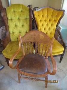 lot 420 image: Pair of Vintage upholstered wingbac...