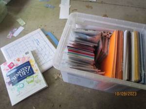lot 457 image: File box tote loaded with scrapbook...