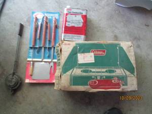 lot 489 image: Coleman 2-burner camping stove with...