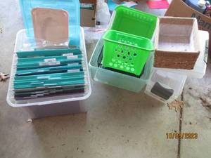 lot 493 image: Plastic file tote with a variety of...
