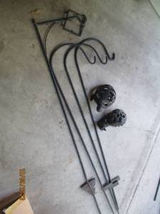 lot 495 image: 4-Wrought iron shepherds hooks alon...