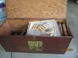 lot 500 image: Antique wooden storage footlocker w...