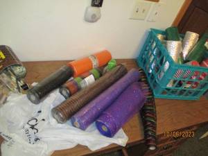 lot 300 image: Plastic crate with a variety of crafts