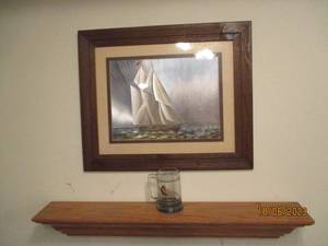 lot 321 image: Holographic style pirate ship framed painting, etc