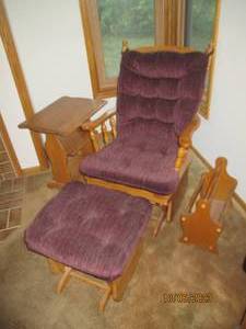 lot 371 image: Wood framed padded glider Rocker wi...