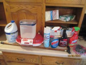 lot 396 image: Assortment of cleaners, walking can...