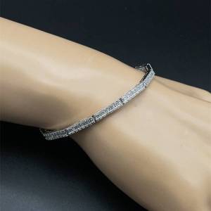 1.50 Carat Triple Row Diamond Baguette & Round Brilliant Pave Bar Link Tennis Bracelet in White Gold $3,840 Retail VIDEO