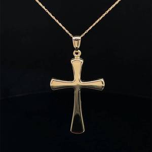 Classic Flat Cross Pendant Necklace in Brightly Polished 14k Yellow Gold $1,250 Retail