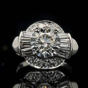 2.76 Carat Diamond Mult-Stone Cluster Engagement Ring in Platinum w IGI Certification- E Color $12,300 Retail VIDEO