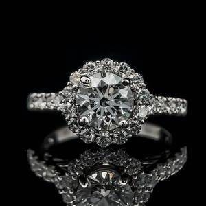 2.07 Carat Diamond Cluster Engagement Bridal Halo Ring in 14k White Gold - VS2 ClarityF Color - IDEAL CUT, Excellent Symmetry, NEW, Fine Quality Craftsmanship $9,000 Retail VIDEO