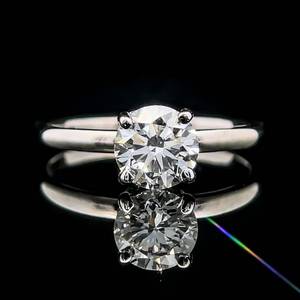 1.15 Carat Diamond Solitaire Hidden Halo Engagement Ring in 14k White Gold, D-E COLOR $3,400 Retail VIDEO