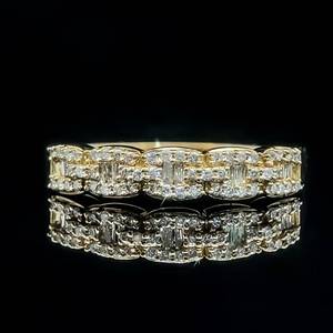 Diamond Round & Baguette Link Chain Ring in 14k Gold $1850 Retail VIDEO