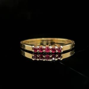 Natural Ruby Round Cut Five-Stone Anniversary Ring in 14k Yellow Gold $600 Retail