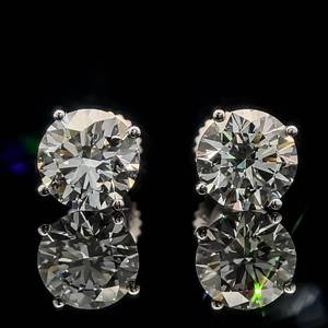 3.28 Carat Diamond Solitaire Martini Stud Earrings in 14k White Gold - VS ClarityE Color w IGI Cerfication - Screw Backs $8,875 Retail VIDEO