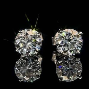 1.85 Carat Round Brilliant Cut Moissanite Stud Earrings VIDEO