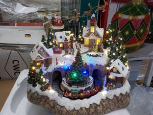 lot 13 image: Snowy Holiday Village lights work,...