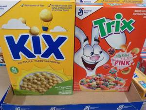 lot 96 image: 6 ct - 3 each Kix and Trix Cereal ...
