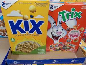 lot 97 image: 6 ct - 3 each Kix and Trix Cereal ...