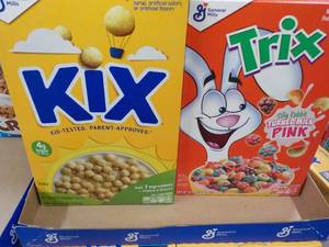 lot 98 image: 6 ct - 3 each Kix and Trix Cereal ...
