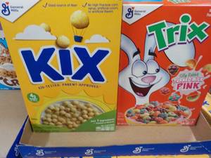 lot 99 image: 6 ct - 3 each Kix and Trix Cereal ...