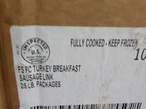 lot 313 image: 10 lbs. Frozen Turkey Breakfast Sau...