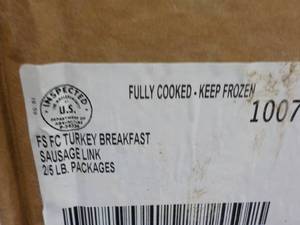 lot 314 image: 10 lbs. Frozen Turkey Breakfast Sau...