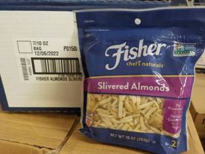 lot 428 image: 7 Fischer Silvered Almonds 10 oz ba...