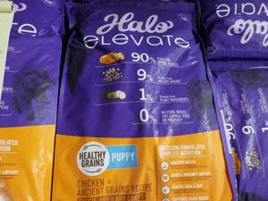 lot 486 image: 20 lb. bag Halo Elevate Dog Food...