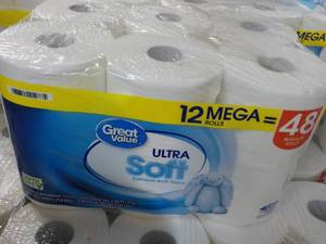 lot 492 image: 12 Mega Rolls Great Value Toilet Pa...