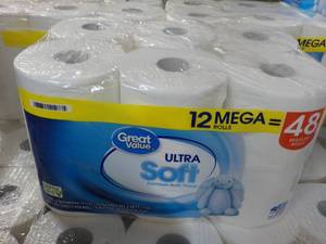 lot 493 image: 12 Mega Rolls Great Value Toilet Pa...